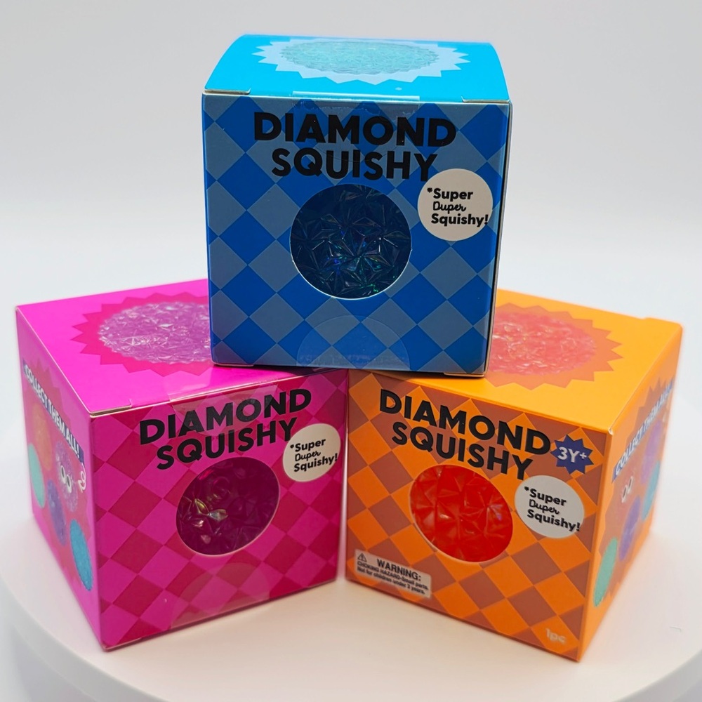 1pc Diamond Squishy Sensory Toys - Blue, Pink Cat or Orange available